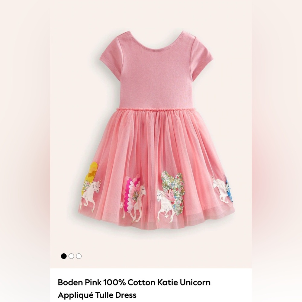 Mini Boden Pink Dress with Unicorn and Butterfly Details